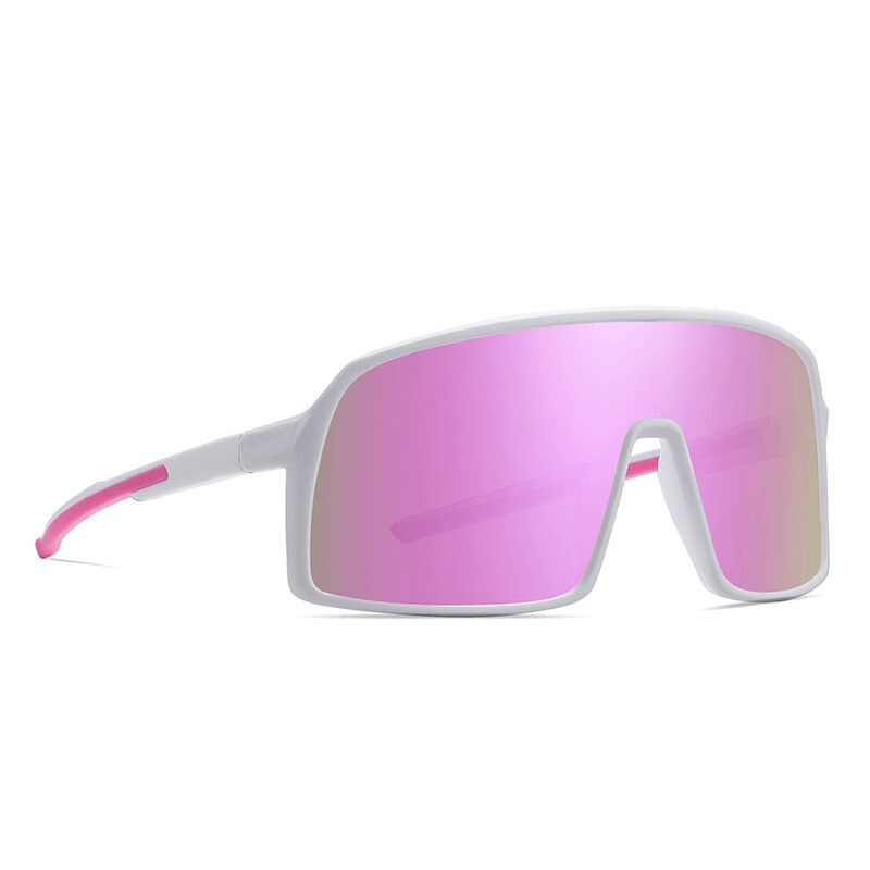 Stylish sports big frame windproof goggles with pink UV400 polarized lenses, perfect for unisex fashion and protection.